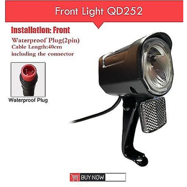 Electric Bike Headlight Replacement Led Light For E-bike And E-scooter With Waterproof Connector Electric Cycle Front Light