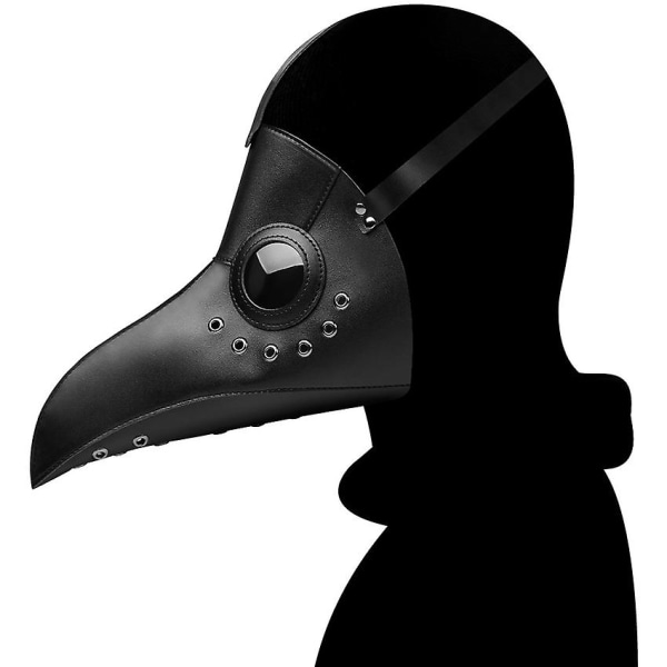 Plague Doctor Musta kuolemanaamio Nahka Halloween Steampunk Pu Carnival Cosplay Adult De Peste Aikuisten silmälasinaamari Viikatemies HG065BK