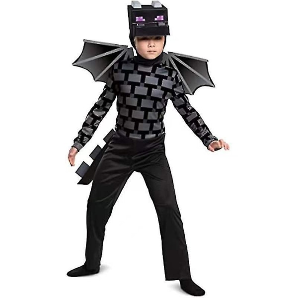 Kids Minecraft Creeper Cosplay Costume Jumpsuit Halloween Fancy Dress R_s 6-7Years