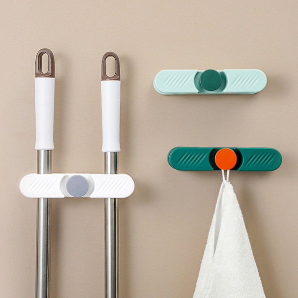 Veggmontert Kontrastfarge Moppholder Selvklebende kost Oppbevaringsstativ Dot Hook Dark green A