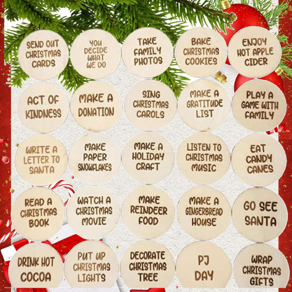 Christmas Countdown Tokens Set, Christmas Advent Tokens, Countdown To Christmas Coins, Christmas Countdown Calendar B