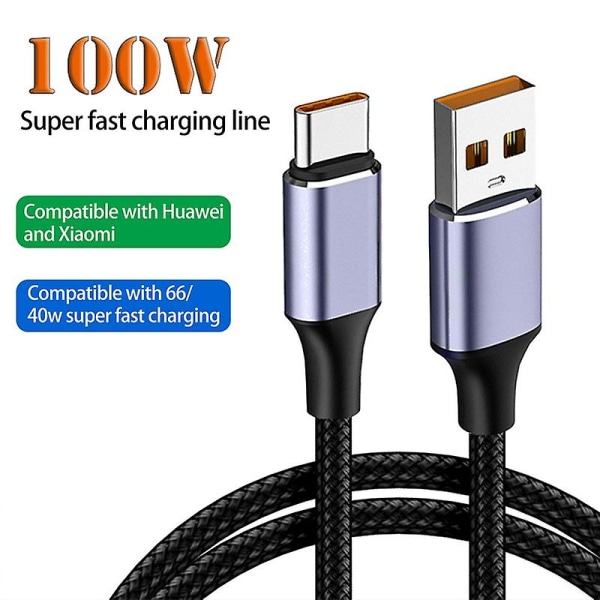 Datakaapeli Universal suurvirtapunottu lanka käämitystä estävä Kulumisenkestävä pikalataus 6a 100w USB Type-c Matkapuhelin Usb-c laturikaapeli Matkapuhelin