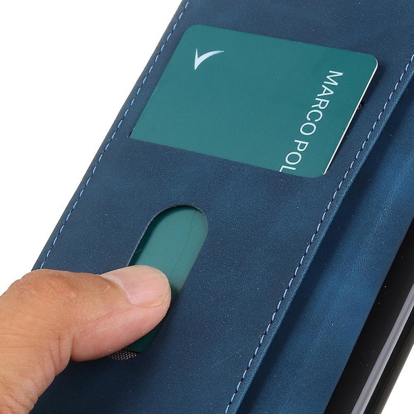 För ZTE Blade A32 Retro Texture Phone case PU Läder Plånboksställ Anti-dropp cover Blue