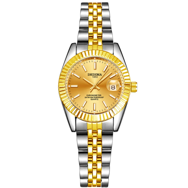 Modekalender stålband lysande watch Gold dial with gold band Suitable for women
