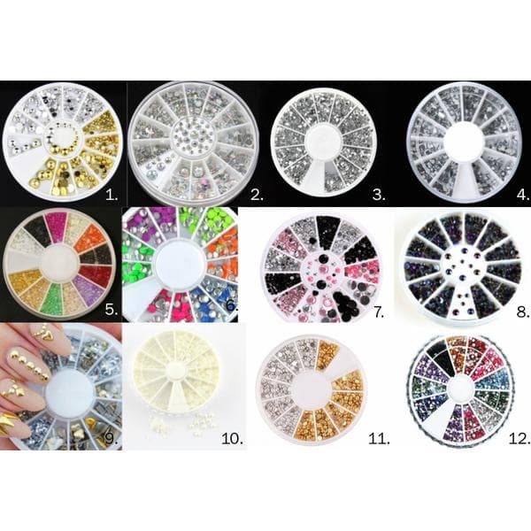Rhinestone hjul MultiC MultiColor 10. Rhinestone Vit 4 storlekar