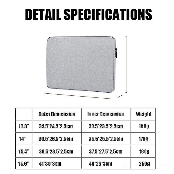 Laptop Sleeve Case 13,3 14 15,4 15,6 tums bärbar reseväska för bärbar dator för Macbook Air Pro 14 tums stötsäker case för män kvinnor White 15.6 inch