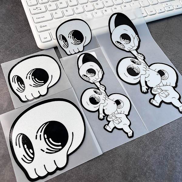 Jdm Bildekal Dörrsöm Skalle Reflekterande Rolig Sticker Fönster Cover Motorcykel Cover Scratch Dekoration| | A-LR