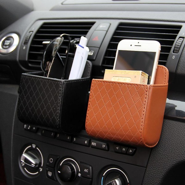 Bilförvaringsväska Luftventil Instrumentbräda Snyggt Hängande Läder Organizer Box Glasögon Telefonhållare Förvaring Organizer Biltillbehör|stuva Städning| Black With Hook