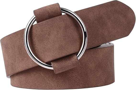 Damebelte med rund spenne, hullfri, justerbart belte jeans