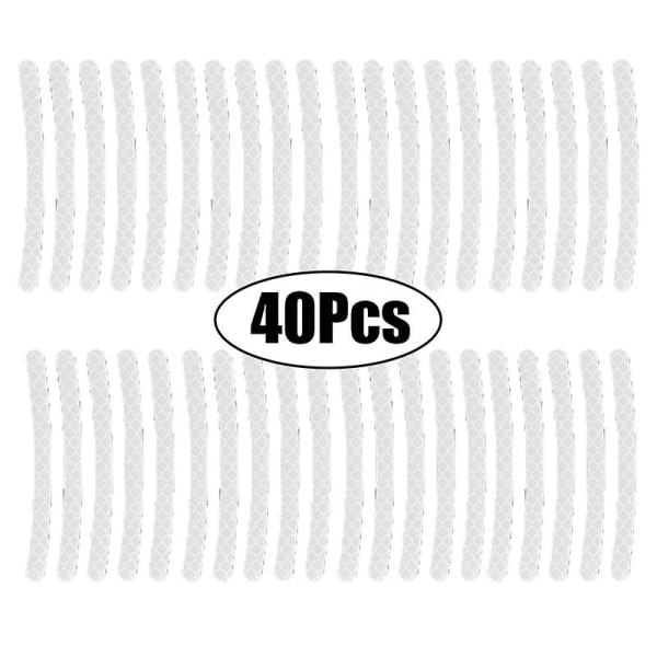 20/40 stk Sticker Køresikkerhed Lysende Universal Sticker Reflekterende Stripe Tape Bil Motorcykel Hjulnav til biltilbehør| | 40Pcs White