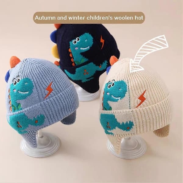 Søt dinosaur-øreflapp-lue, mykt, behagelig materiale for vinter og høst Light Blue
