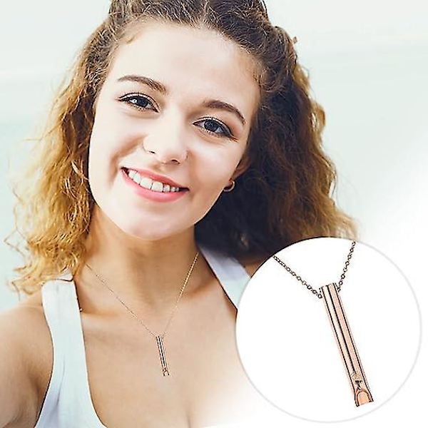 2st Andningshalsband, ångesthalsband för kvinnor, stress relief Mindful andningshalsband Rostfritt för Meditation Avslappning Silver rose gold