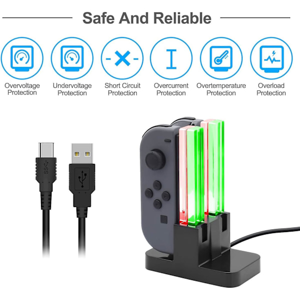 Laddningsdocka Kompatibel med Switch For Joy Con & Oled Controller med LED-indikator för lyktstolpe