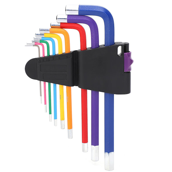 9PCS Hexnøkkelskruesett, Fargerike Flat-End Hex Socket-verktøy for Butikkvedlikehold, Holdbart Allen-nøkkelsett, Multi-Size Allen-nøkler for Reparasjon &