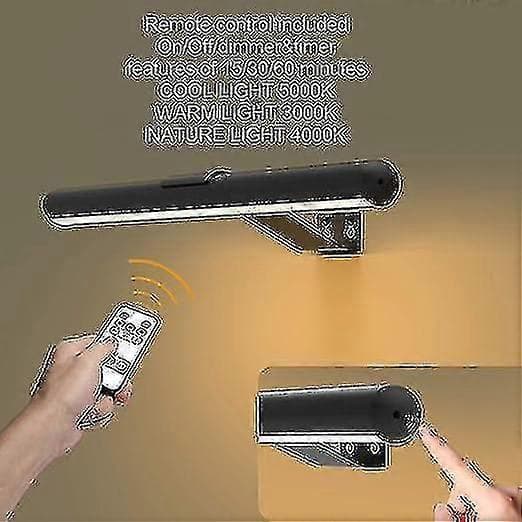 Trådløse bildelys med timer, 2 i 1 oppladbart batteribildelys, utstillingslampe med 3 lysmoduser, bildelys for vegg, darttavle