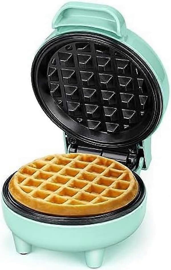 Mini Waffle Iron, Waffle Maker, Ready Indicator Light, Non-stick Coating, Cool-touch Handle, Compact Size Green
