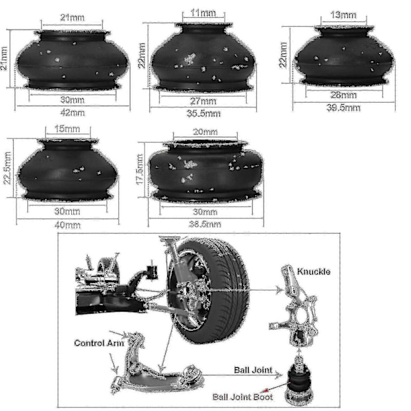 14x Multipack Universal Car Suspension Steering Ball Joint Rubber Dust Boot Cover Track Tie Turn Rods Ends Set Parts Accessories Zekai