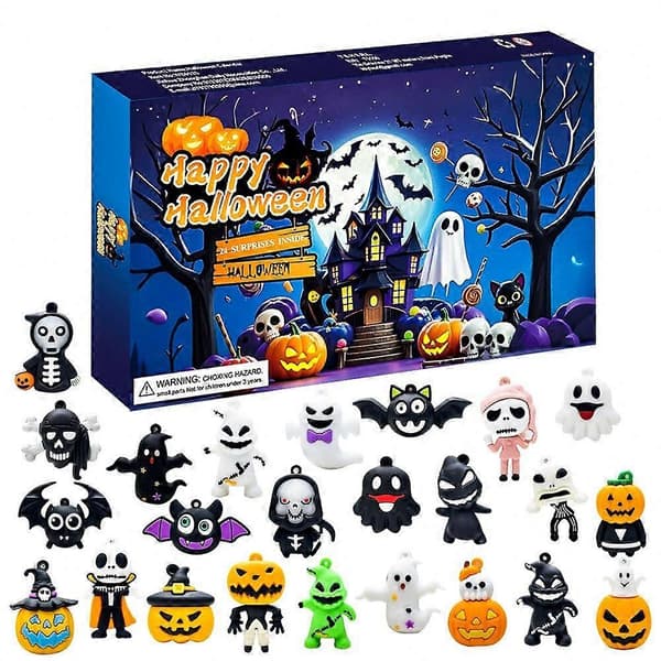 Blind Box Nedtællingskalender - 24-Dele Sæt Halloween Nøgleringe