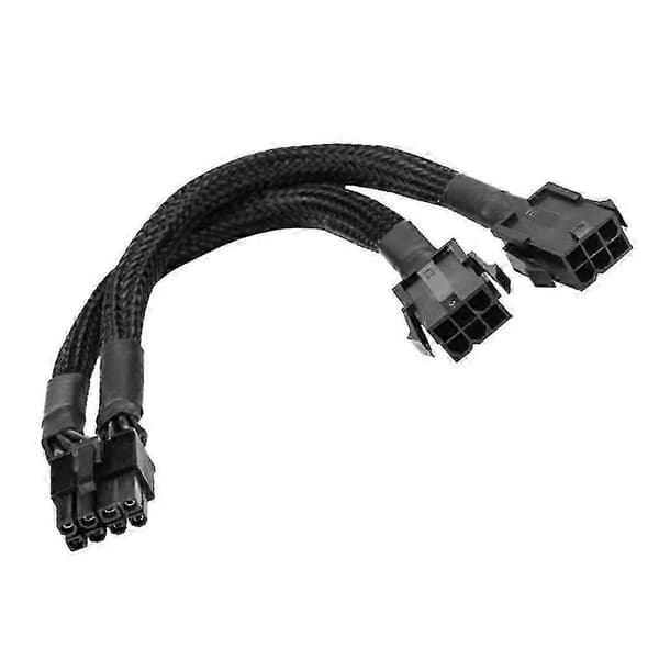 8-bens han til dobbelt 6-bens hun kabeladapter, dobbelt 6-bens til 8-bens GPU-kabel 20 cm