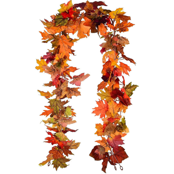 Sunrain Fall Maple Garland - 5,9 ft/styk kunstig efterårsløv krans Farverig efterårsdekor Com