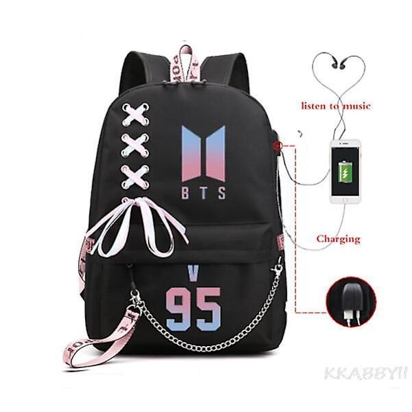 Kpop Groups Ryggsäck USB Charge Vattentät Business Skolväska Tonåringar Laptop Travel Dagsäck Mochila Skolväska picture color4