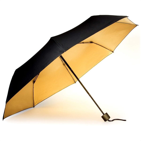 Sort og guld kompakt paraply Dit personlige gyldne solskin solskin på en regnvejrsdag | Metal paraply | Letvægts vindtæt paraply 1 stk