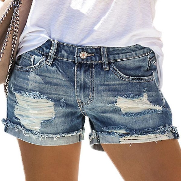 Womens Holiday Ripped Denim Shorts Jeans Hot Pants Distressed Flossede Shorts Zhexin L