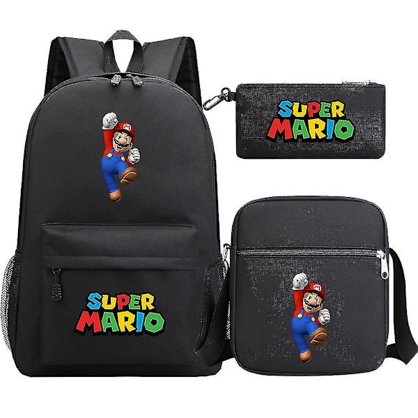 Super Mario -reppu teini-ikäisille tytöille pojille | Kawaii vedenpitävä kangas koululaukut | 3kpl kannettavan tietokoneen Mochilas reput 6