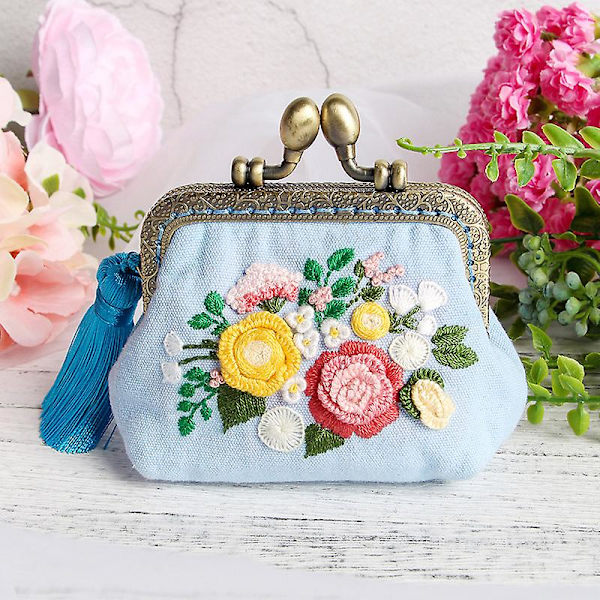Handgjorda broderimaterial, materialsats för handväskor, tygbroderi för nybörjare för vuxna Style 2