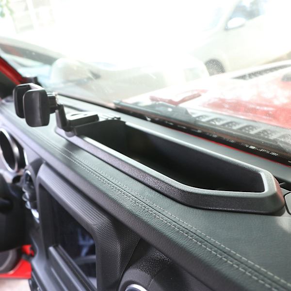 Sort Abs Mobiltelefon Holder Bil Gps Bracket Dash Mount Holder Opbevaringsboks til Wrangler Jl 2018 20
