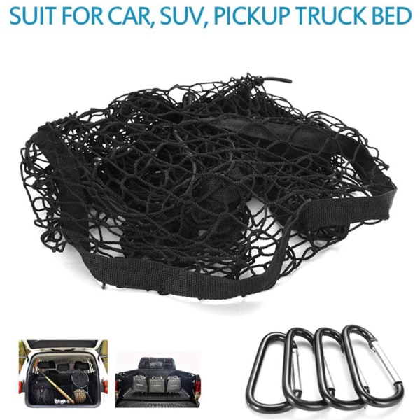 2x Pocket Trunk Säilytyslaukku Säilytys Raskas Tavaraverkko Sopii Auton SUV Pickup Sängylle Musta Mesh Belt