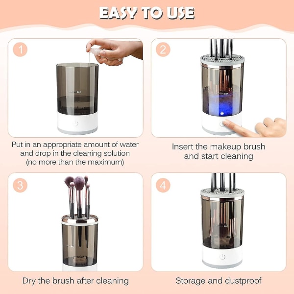 Elektrisk Makeup Brush Cleaner, Makeup Brush Cleaner Machine med Brush Clean Mat, Automatisk kosmetisk børsterenserverktøy