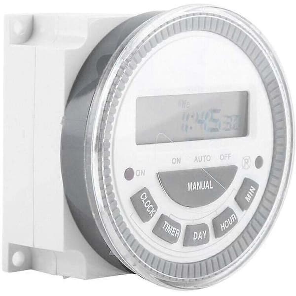 16A Ukentlig Timer Programmerbar Ukeklokke Programmeringsrelébryter med Støvdeksel for Husholdningsapparater Lamper Displaypanel (220V)