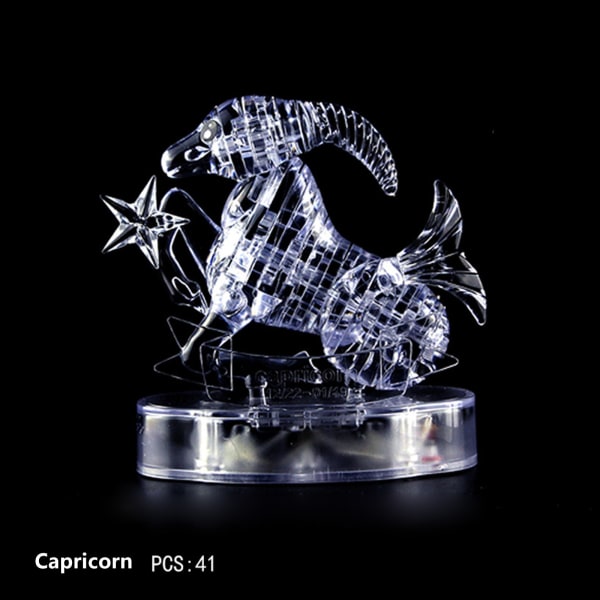 3D Crystal Pussel Jig-saw Clear Twelve 12 Constellation Astrolog Flash LED-ljus A