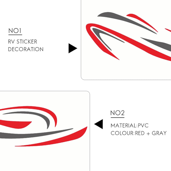 Rv Husbil Universal Kroppsdekal DIY Dekal Sticker Dekoration För Trailer Red  Gray