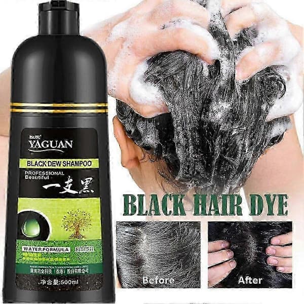 500 ml urte-sort dug shampoo, sort hårfarve shampoo 3-i-1 farvning af hår black 1pcs
