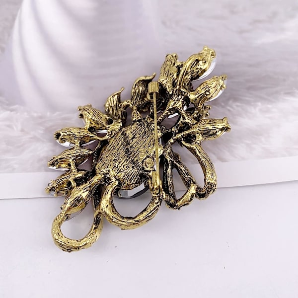 Leaf Rhinestone Statement Brosch Pin Klänning Smycken Tillbehör