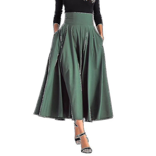 Naisten Swing pitkä hame laskostettu Holiday Maxi hameet Ruched XXL