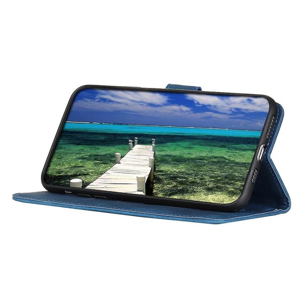 För ZTE Blade A32 Retro Texture Phone case PU Läder Plånboksställ Anti-dropp cover Blue