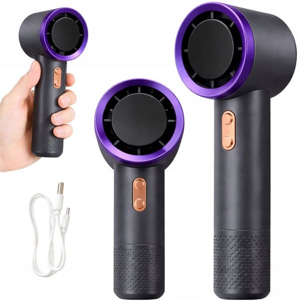 Bærbar Mini Ventilator USB Sort – Håndholdt Genopladelig Ventilator med Display & 5000 mAh