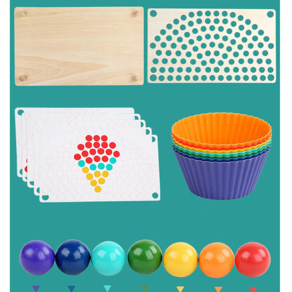 Wooden Peg Board Perler Spill Pedagogisk regnbueklip perler Puslespill Sortering Leker For Småbarn Førskolebarn