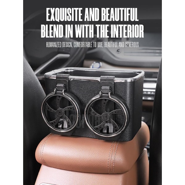 Multifunktion Bil Opbevaringsboks Armlæn Organizer Interiør Opbevaring Oprydning Biltilbehør Kaffe Tissue Cup Drinks Holder| | Black 3 cup holder