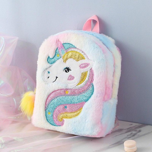 Mini Unicorn Reppu Tyttö Lasten Pehmo Kaksinkertainen Olkalaukku Matka Snack Reppu Purppura
