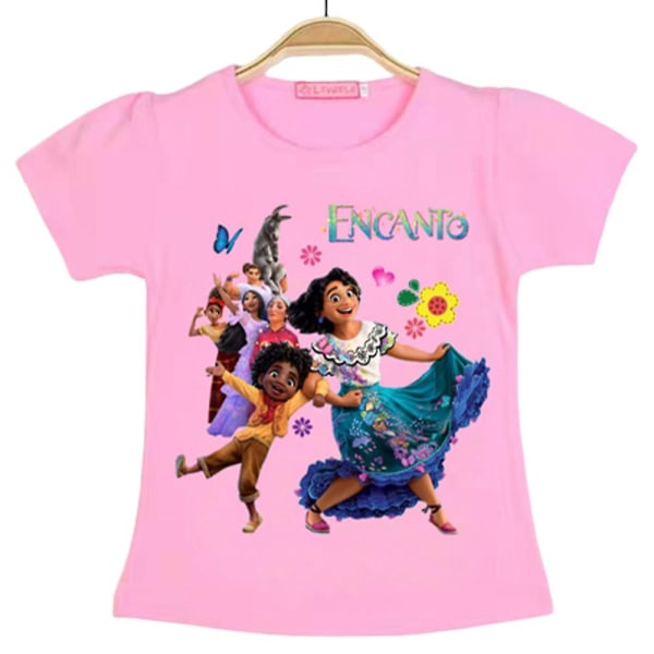 4-8 år Barn Flickor Encanto Print T-shirt Sommar Toppar Pink 4-5 Years