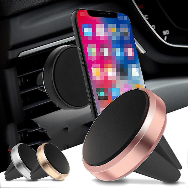 Magneettinen autopuhelimen pidike Magneettinen puhelinteline Pyöreä tuuletusaukko auton matkapuhelimen teline Autotarvikkeet Sisustus Universal| | Black