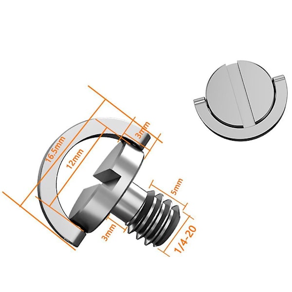 3 mm (5 kpl) ruuvit D-renkaalla 1/4" kameran ruuvit, kameran jalustan kiinnitysruuvit, Frgyee pikavapautuslevy