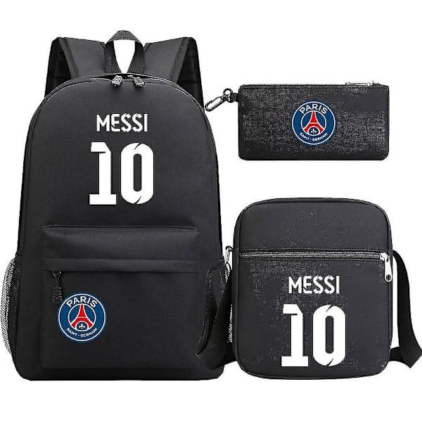 Messi Man -reppu - koululaukut teinitytöille, pojille - 3kpl kannettavat Casual Mochilas - naisten, miesten reppu 1