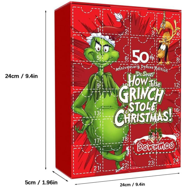 Christmas Grin-ch Ornament dvent Calendar 2023, Christmas Countdown Calendar för barn Vuxna A
