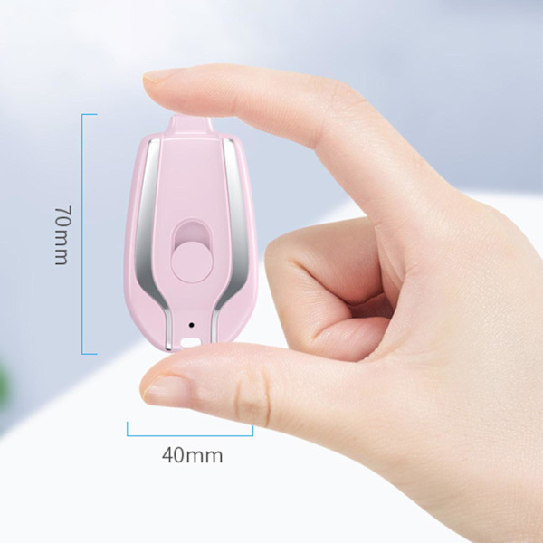 1500mah nøglering telefonoplader, mini Power Emergency Pod kompatibel Iphone/type-c Hurtigopladning Power Bank nøglering black type-c-Interface