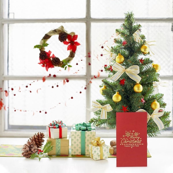Joulukortti, 3D Pop Up -joulukuusen onnittelukortit, laserleikattu kortti kirjekuorella Hauskoja joulukortteja uudenvuodenlahja Red 1pcs